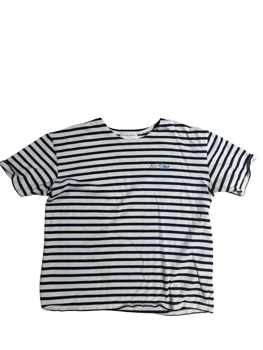 Maison Labiche COLOMBIER SAILOR SHIRT Striped Tee Rainbow Pride Embroidered XL